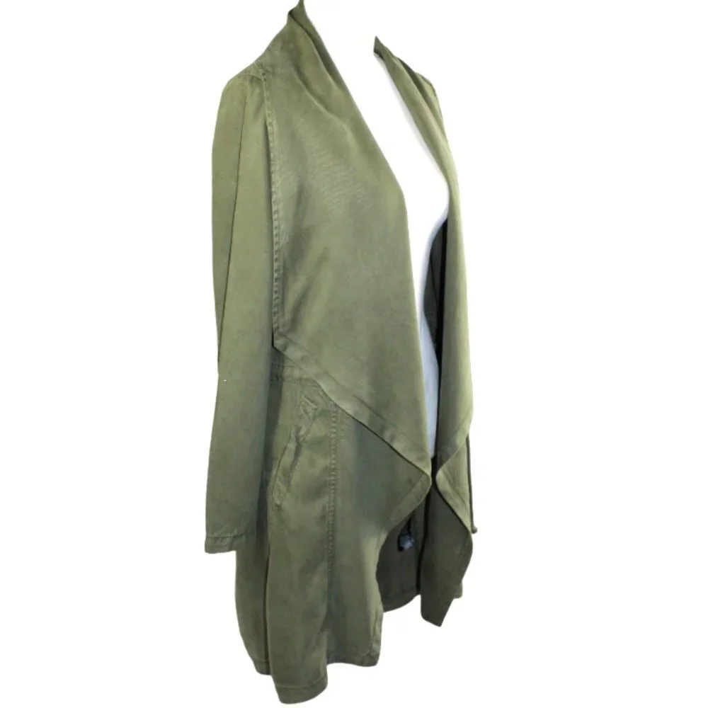 Max Jeans Vetiver Khaki Olive Green Long Drape Front Collar Boho  Jacket…